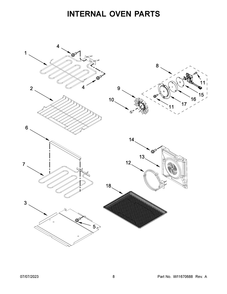 Internal Oven Parts Diagram and Parts List for WOEC7030PZ00  Whirlpool Microwave Oven Combo