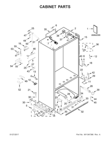 Cabinet Parts Diagram and Parts List for KBBR306ESS01  KitchenAid Refrigerator