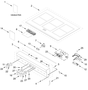 Cooktop And Control Panel Parts Diagram and Parts List for JPIFC736RM00  Whirlpool Range