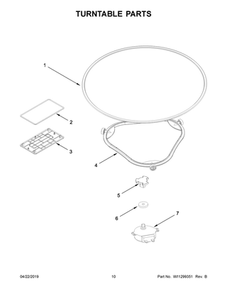 Turntable Parts Diagram and Parts List for YKMLS311HSS3  Whirlpool Microwave
