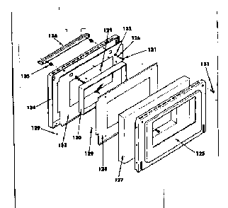 Oven Door Parts Diagram and Parts List for 1554527300  Kenmore Range
