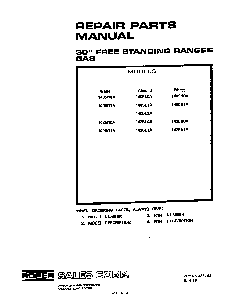Front Cover Diagram and Parts List for 1405*1A  Roper Range