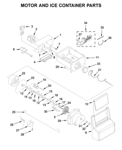 Motor And Ice Container Parts Diagram and Parts List for 10650042711  Kenmore Refrigerator