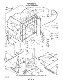 TUB Diagram and Parts List for GDU4050XPW4  Whirlpool Dishwasher