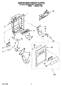 DISPENSER FRONT PARTS Diagram and Parts List for 7GS6SHEXPQ03  Whirlpool Refrigerator