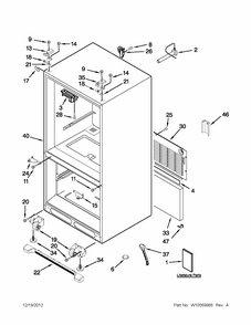 Cabinet Parts Diagram and Parts List for 59679532018  Kenmore Refrigerator