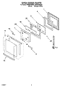 OVEN DOOR PARTS Diagram and Parts List for YRBS305PDQ6  Whirlpool Wall Oven