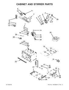 Cabinet And Stirrer Parts Diagram and Parts List for KOCE507EBS01  KitchenAid Microwave