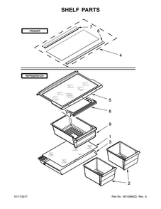 Shelf Parts Diagram and Parts List for WRT316SFDW01  Whirlpool Refrigerator
