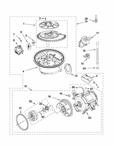 Pump And Motor Parts Diagram and Parts List for 66516012402  Kenmore Dishwasher