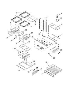 Shelf Parts Diagram and Parts List for 7WF736SDAM11  Whirlpool Refrigerator