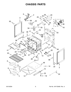 Chassis Parts Diagram and Parts List for YWFE521S0HW5  Whirlpool Range