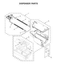 Dispenser Parts Diagram and Parts List for 7MWFW75HEFW1  Whirlpool Washer