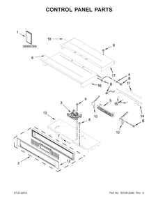 Control Panel Parts Diagram and Parts List for KODE500EBL02  KitchenAid Wall Oven
