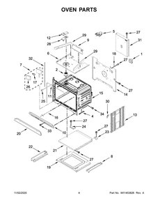 Oven Parts Diagram and Parts List for JMW2427IM03  Whirlpool Microwave Oven Combo