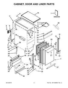 Cabinet, Door And Liner Parts Diagram and Parts List for KUIO338HSS00  Whirlpool Ice Maker