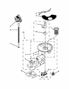 Pump, Washarm And Motor Parts Diagram and Parts List for 66513403N412  Kenmore Dishwasher