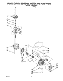 BRAKE, CLUTCH, GEARCASE, MOTOR & PUMP Diagram and Parts List for 3LBR5132BW1  Whirlpool Washer
