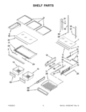 SHELF PARTS Diagram and Parts List for GI0FSAXVY010  Whirlpool Refrigerator