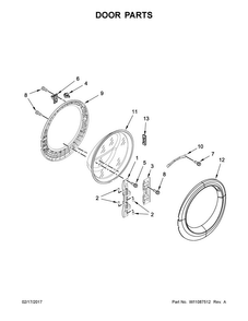 Door Parts Diagram and Parts List for WFW7540FW0  Whirlpool Washer
