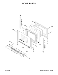 Door Parts Diagram and Parts List for WFE550S0LB3  Whirlpool Range