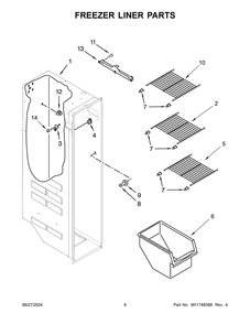 05 - Freezer Liner Parts Diagram and Parts List for WRS331SDHB07  Whirlpool Refrigerator