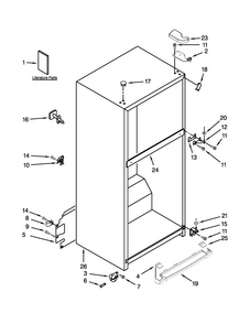 Cabinet Parts Diagram and Parts List for WRT351SFTF00  Whirlpool Refrigerator