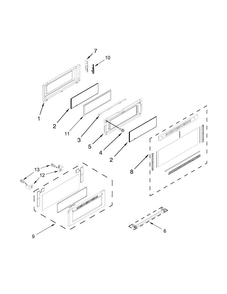 Upper Door Parts Diagram and Parts List for KFED500ESS02  KitchenAid Range