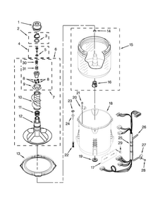 Basket And Tub Parts Diagram and Parts List for 1CWTW4840YW1  Whirlpool Washer