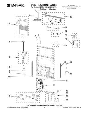 01 - VENTILATION PARTS Diagram and Parts List for JXDR7301VS1  Whirlpool Range Hood