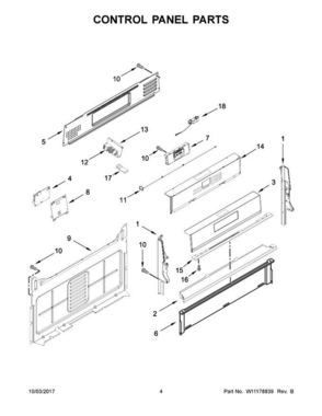 03 - Control Panel Parts Diagram and Parts List for WFG975H0HV0  Whirlpool Range