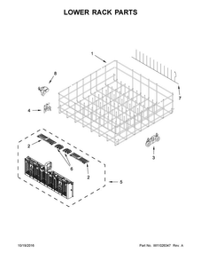 Lower Rack Parts Diagram and Parts List for WDF770SAFZ1  Whirlpool Dishwasher