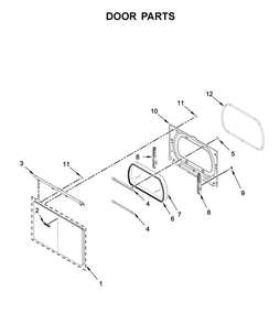 Door Parts Diagram and Parts List for YWED5100HC1  Whirlpool Dryer