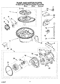PUMP AND MOTOR PARTS Diagram and Parts List for DU1101XTPB0  Whirlpool Dishwasher
