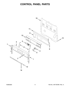 Control Panel Parts Diagram and Parts List for YWFE550S0LV3  Whirlpool Range