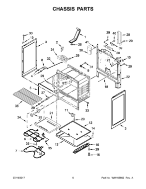 04 - CHASSIS PARTS Diagram and Parts List for 4KAER7685EW1  Whirlpool Range