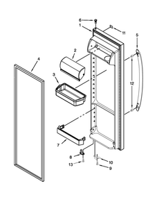 Refrigerator Door Parts Diagram and Parts List for 7WRS22FDBW00  Whirlpool Refrigerator