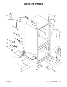 Cabinet Parts Diagram and Parts List for WRF560SEYW04  Whirlpool Refrigerator