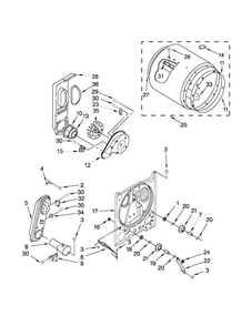 Bulkhead Parts Diagram and Parts List for 11071402311  Kenmore Dryer