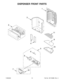 09 - Dispenser Front Parts Diagram and Parts List for KRFF577KBS03  Whirlpool Refrigerator