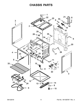 Chassis Parts Diagram and Parts List for WFC150M0EB3  Whirlpool Range