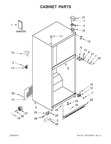 Cabinet Parts Diagram and Parts List for WRT311FZDB00  Whirlpool Refrigerator