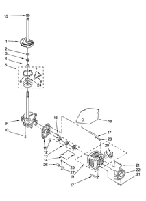 Brake, clutch, gearcase Diagram and Parts List for 11029822800  Kenmore Washer