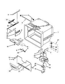 Freezer Liner Parts Diagram and Parts List for 5GFB2058EA00  Whirlpool Refrigerator