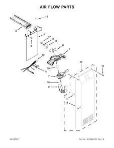 Air Flow Parts Diagram and Parts List for WRS586FIEE01  Whirlpool Refrigerator