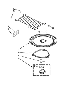 Turntable Parts Diagram and Parts List for WMH1164XWS6  Whirlpool Microwave