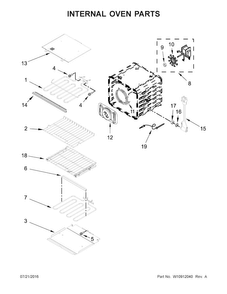 Internal Oven Parts Diagram and Parts List for KODE500EBL02  KitchenAid Wall Oven