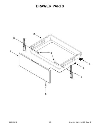 Drawer Parts Diagram and Parts List for WFE505W0HZ1  Whirlpool Range
