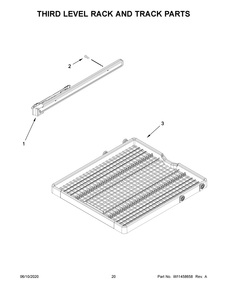 Third Level Rack And Track Parts Diagram and Parts List for KDTE234GPS1  Whirlpool Dishwasher