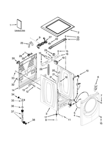 Top And Cabinet Parts Diagram and Parts List for 7MWFW72HEDW0  Whirlpool Washer